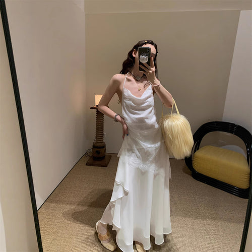 hanging winding cold lace swing collar neck strap irregular overskirt suit